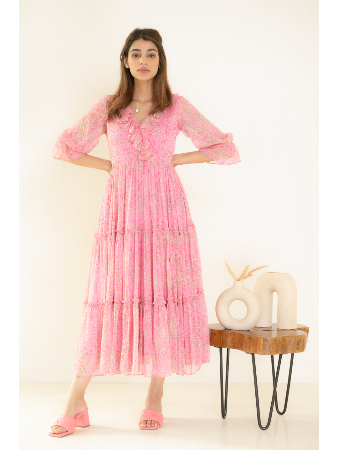 Baby-Pink Angarkha Dress
